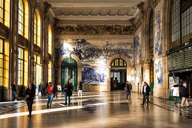 Azulejo tiles on the walls of São Bento Railway Station, Porto