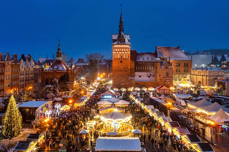 The lights of Gdansk’s pretty Christmas market