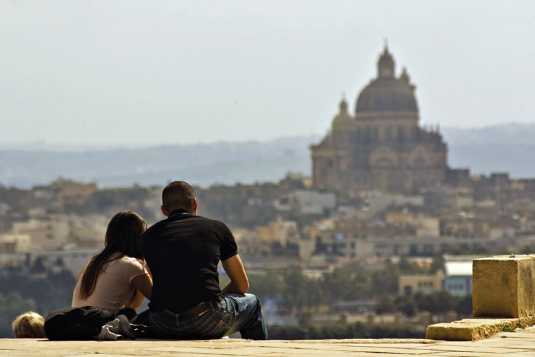 The Church of Xaghra from the Citadel, Gozo