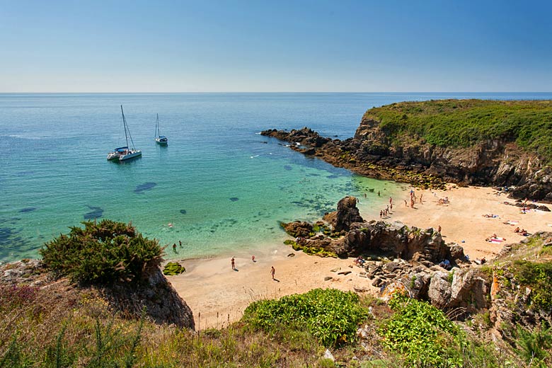 The crystal-clear waters of popular Plage des Soux