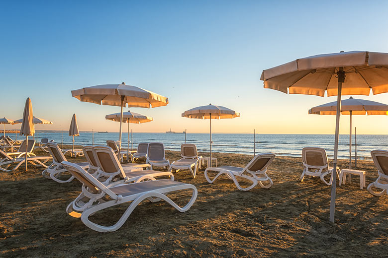 Dawn on popular Finikoudes Beach, Larnaca