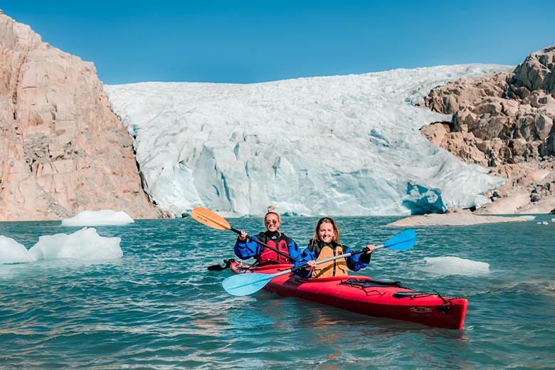 Kayaking on one of the Folgefonna Glacier lakes