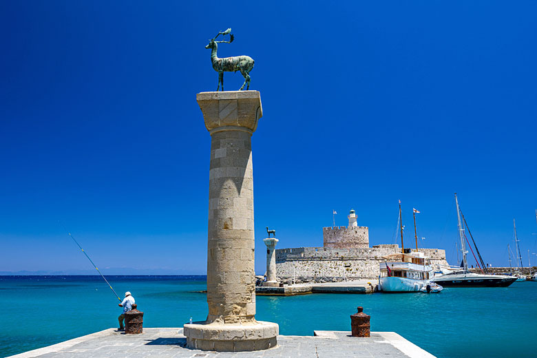 Harbour entrance where the Colossus of Rhodes once stood