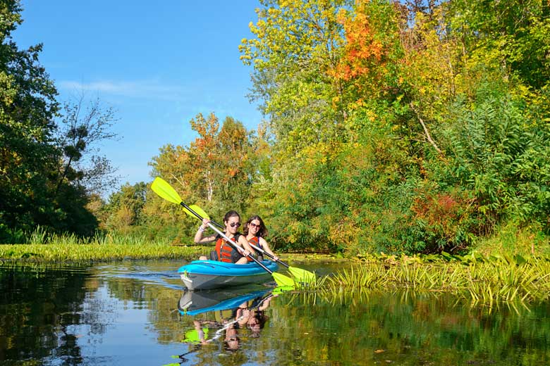 Paddling leisurely downstream