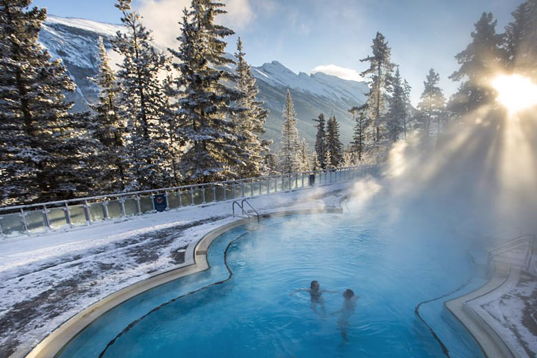 Winter dip at Banff Upper Hot Springs