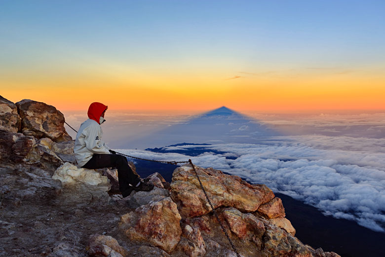 Shadow of the mountain at dawn on Tenerife