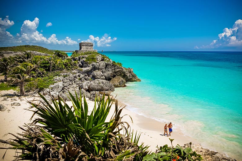 The beach below the temple, Tulum